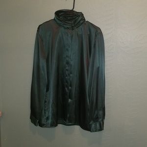 Vintage Hunter green polyester blouse